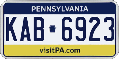 PA license plate KAB6923