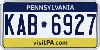 PA license plate KAB6927