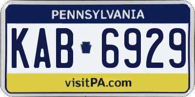 PA license plate KAB6929