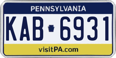 PA license plate KAB6931
