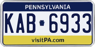 PA license plate KAB6933