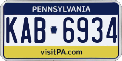 PA license plate KAB6934