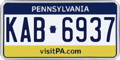 PA license plate KAB6937