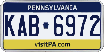 PA license plate KAB6972