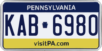 PA license plate KAB6980