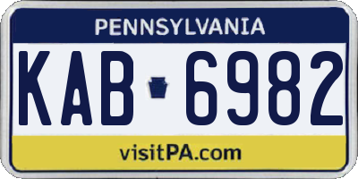 PA license plate KAB6982