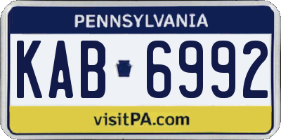 PA license plate KAB6992