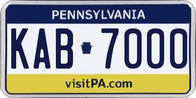 PA license plate KAB7000