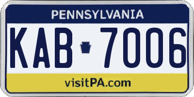 PA license plate KAB7006
