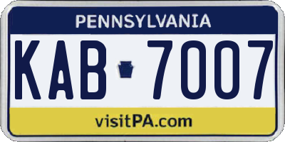 PA license plate KAB7007