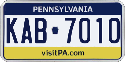 PA license plate KAB7010
