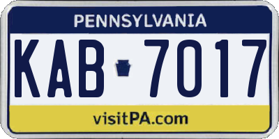 PA license plate KAB7017