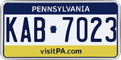 PA license plate KAB7023
