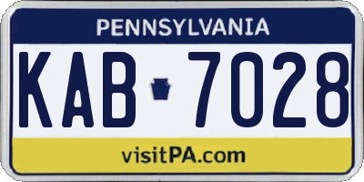 PA license plate KAB7028