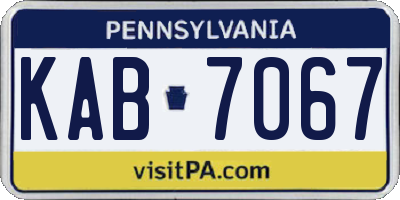 PA license plate KAB7067