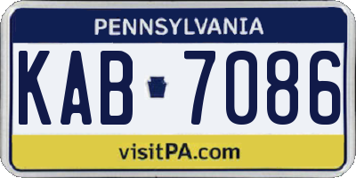PA license plate KAB7086