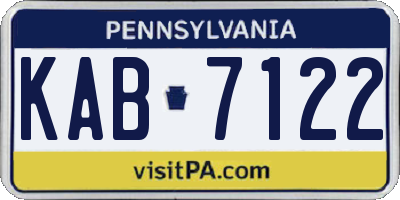 PA license plate KAB7122