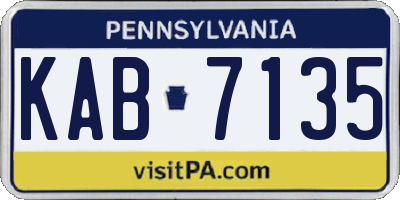 PA license plate KAB7135
