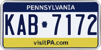 PA license plate KAB7172