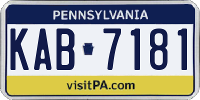PA license plate KAB7181