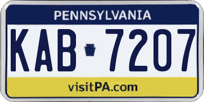 PA license plate KAB7207