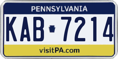 PA license plate KAB7214