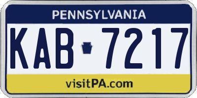 PA license plate KAB7217