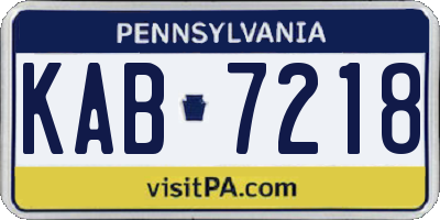 PA license plate KAB7218