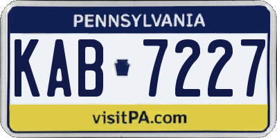 PA license plate KAB7227
