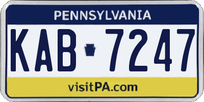 PA license plate KAB7247