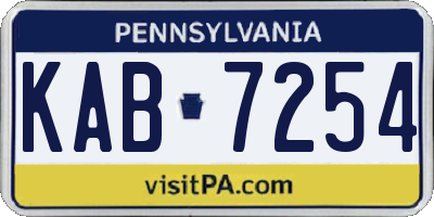 PA license plate KAB7254