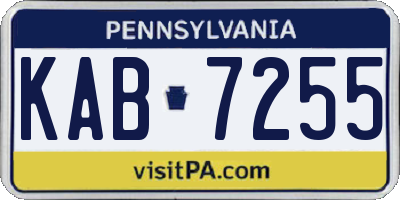 PA license plate KAB7255