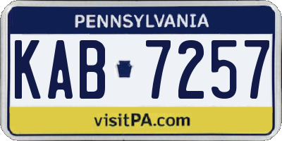 PA license plate KAB7257