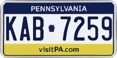 PA license plate KAB7259