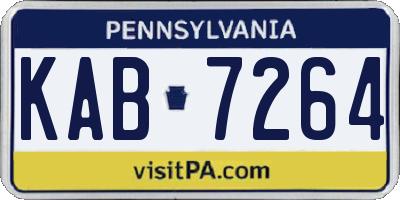 PA license plate KAB7264
