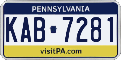 PA license plate KAB7281