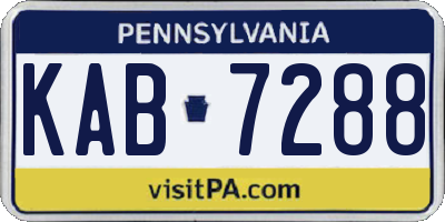 PA license plate KAB7288