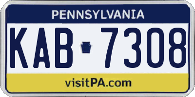 PA license plate KAB7308