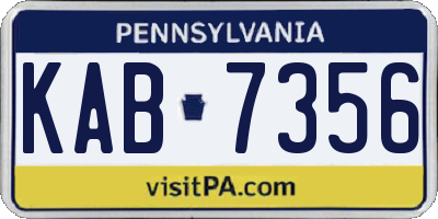 PA license plate KAB7356