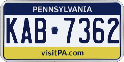 PA license plate KAB7362