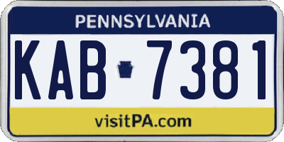 PA license plate KAB7381
