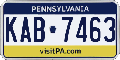 PA license plate KAB7463
