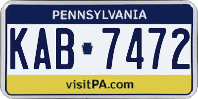 PA license plate KAB7472