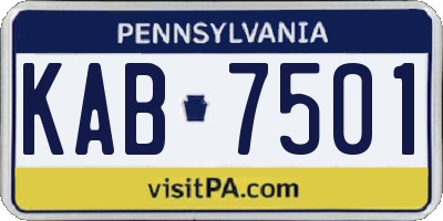 PA license plate KAB7501