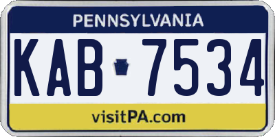 PA license plate KAB7534