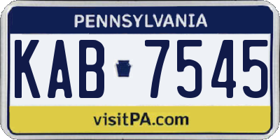PA license plate KAB7545