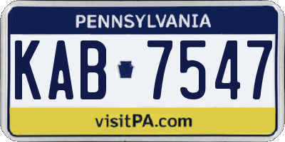 PA license plate KAB7547