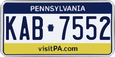 PA license plate KAB7552
