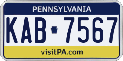 PA license plate KAB7567