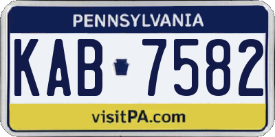 PA license plate KAB7582